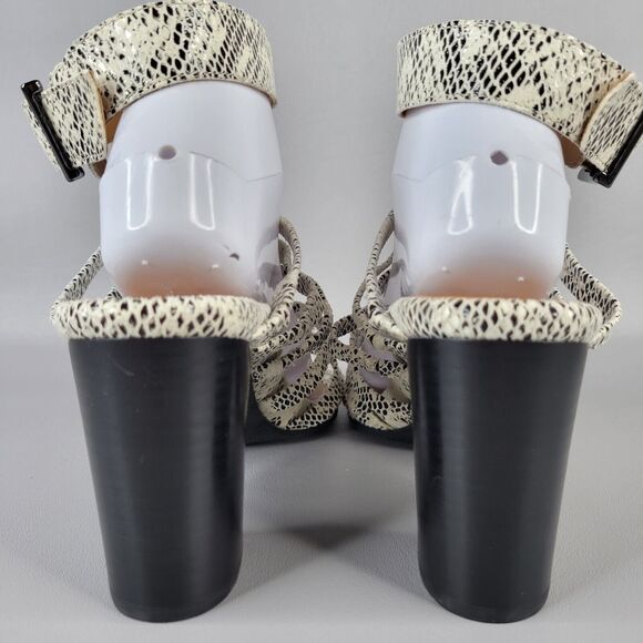Vionic Sami Caged Sandals Snake Print Open Toe Block Heel Black White Size 10 - Picture 7 of 15